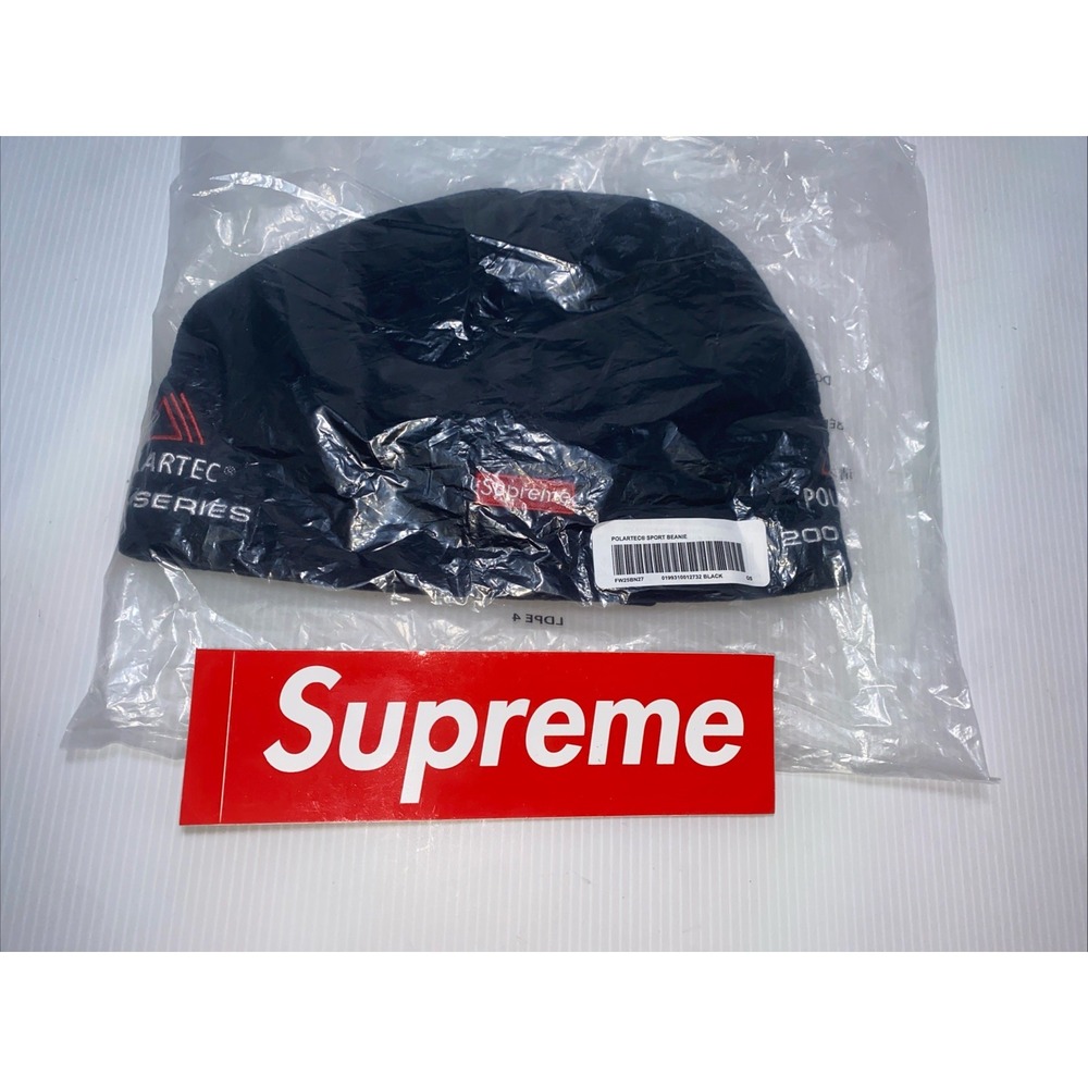 New Rare Supreme FW25 Polartec Logo Sport Fleece Beanie Black One Size C90